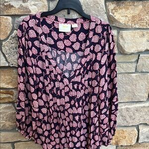 Anthropologie Pink 3/4 Sleeve Relaxed Blouse